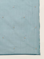 Teal Chinon Silk Embroidered Straight Kurta with Trouser & Dupatta - Salimar | Grocsy