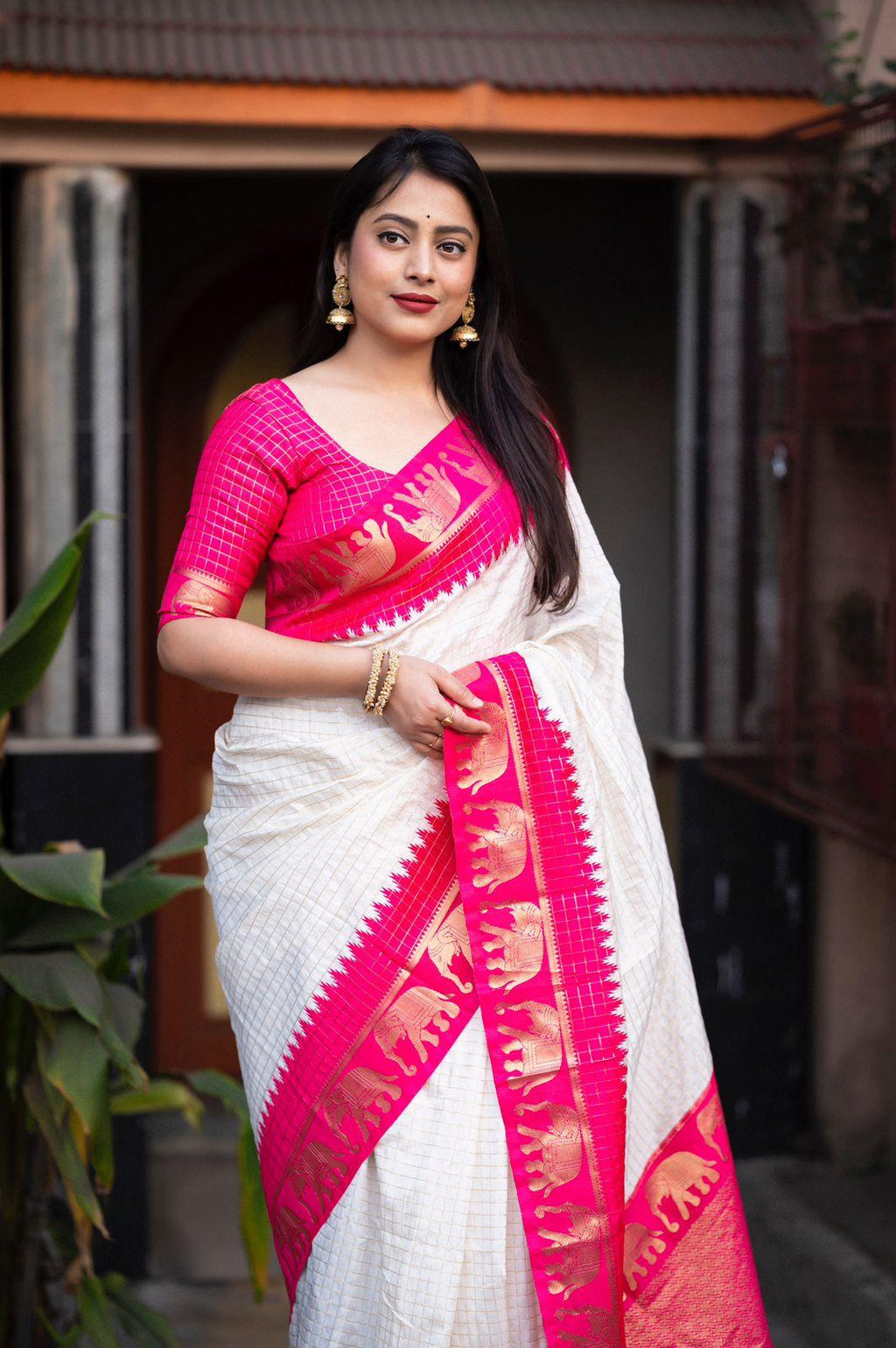Rani Silk Zari Woven Saree with Unstitched Blouse - Hiral Fashion | Grocsy