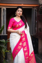 Rani Silk Zari Woven Saree with Unstitched Blouse - Hiral Fashion | Grocsy