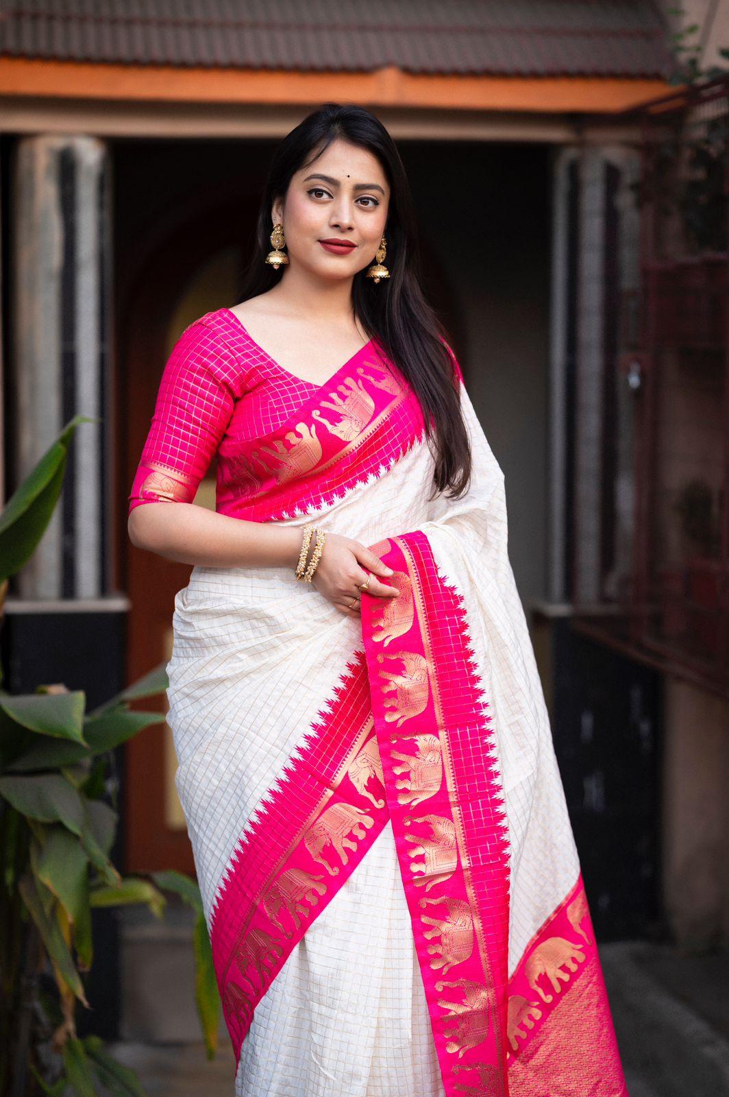 Rani Silk Zari Woven Saree with Unstitched Blouse - Hiral Fashion | Grocsy