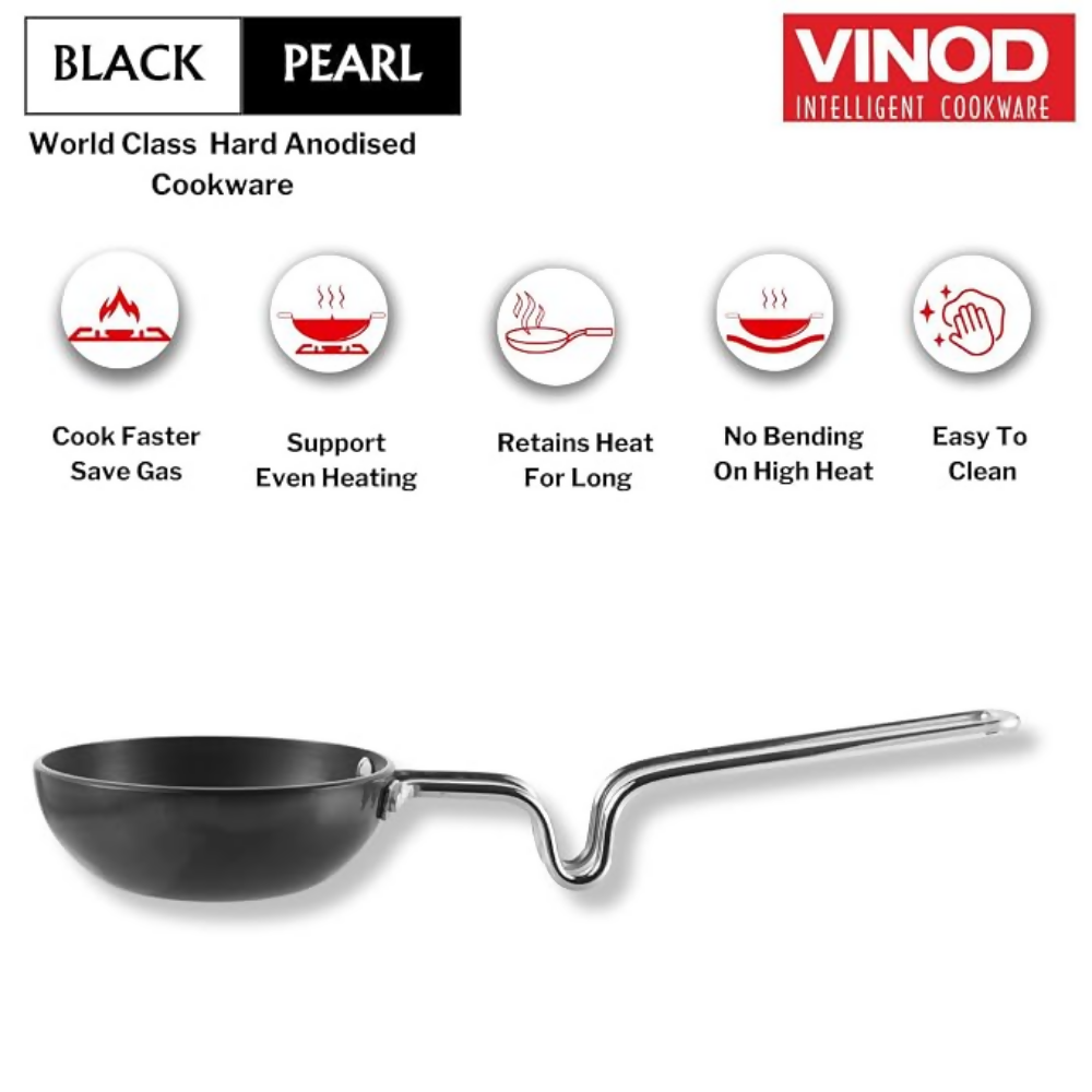Vinod Black Pearl Hard Anodised Tadka Pan - Jumbo | Grocsy