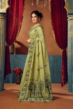 Jyoti Fashion Women's Green Modal Zari Woven Saree with Blouse | Grocsy