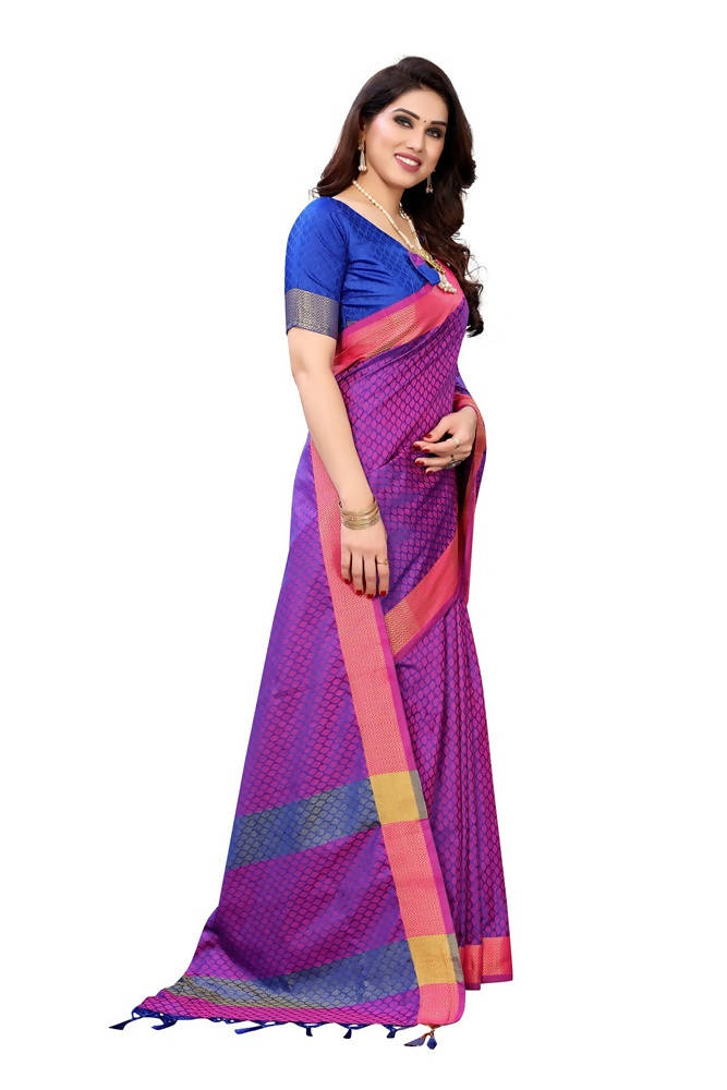 Vamika Banarasi Jacquard Weaving Purple Saree | Grocsy