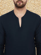 Even Apparels Men's Pure Cotton Blue Kurta | Grocsy