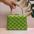 Joban Fashion Gota Patti Fabric Clutch - Green | Grocsy