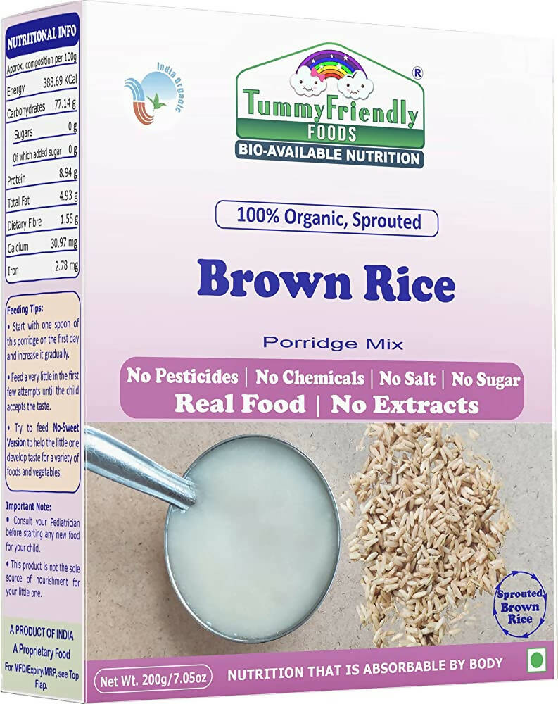 TummyFriendly Foods Organic Sprouted Brown Rice Porridge Mix Organic Baby Food for 6 Months Old | Grocsy
