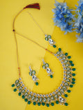 Divisha Alloy Gold-plated Green Jewellery Set | Grocsy