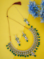 Divisha Alloy Gold-plated Green Jewellery Set | Grocsy