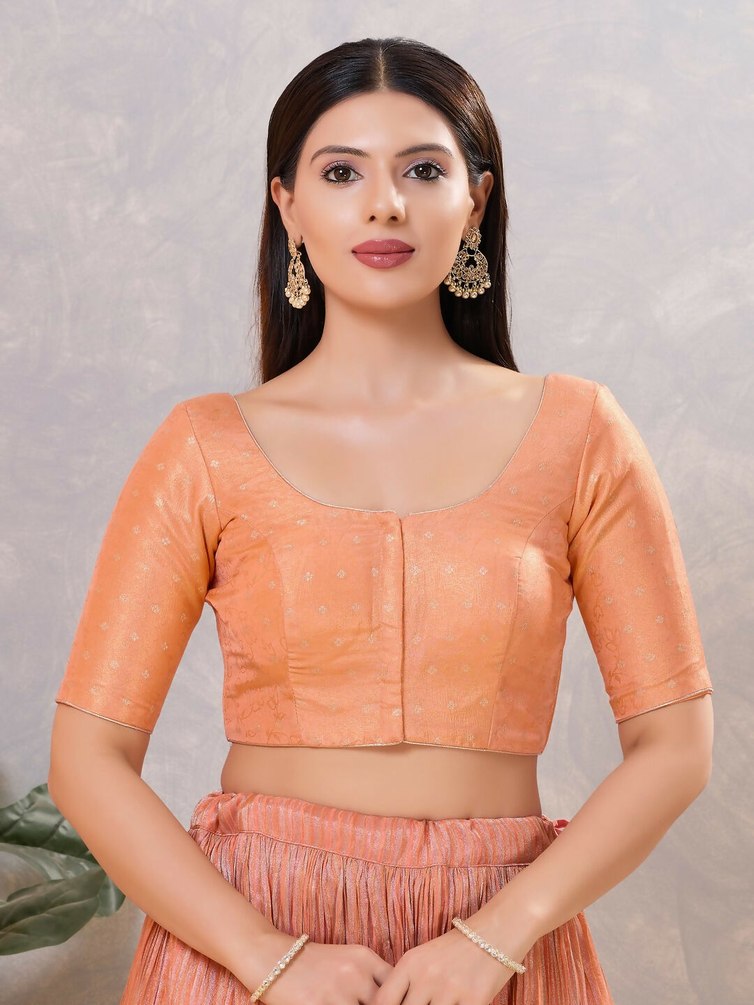 Joban Fashion Women Silk Peach Stitched Blouse | Grocsy