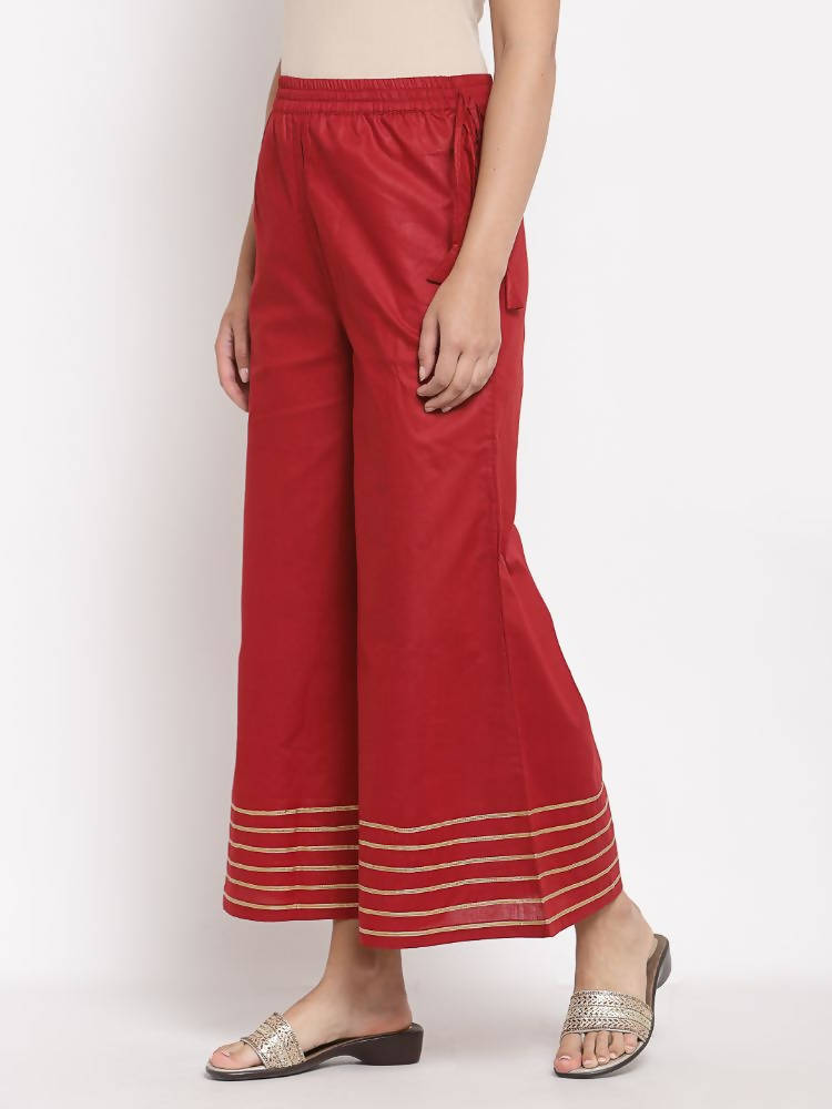 Myshka Women's Maroom Cotton Solid Casual Palazzo | Grocsy