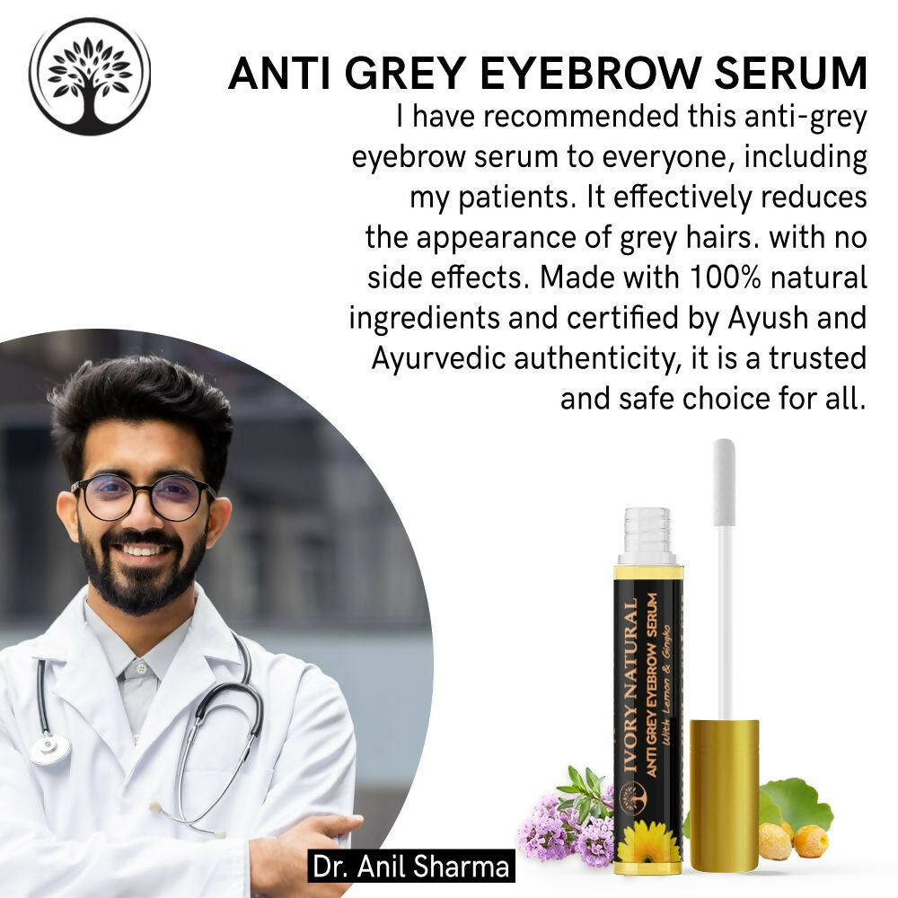Ivory Natural Grey Eyebrow Serum - Rejuvenates, Nourishes, And Restores Natural Color Of Eyebrows | Grocsy