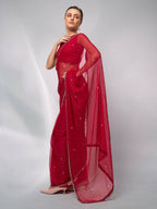 Red Moss Swarovski Designer Saree - Shezlin | Grocsy