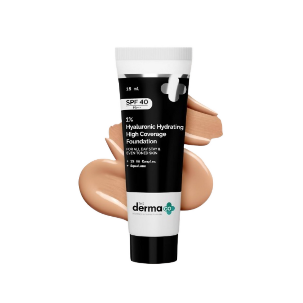 The Derma Co 1% Hyaluronic Hydrating High Coverage Foundation With SPF 40 PA+++ - 05 Peach | Grocsy