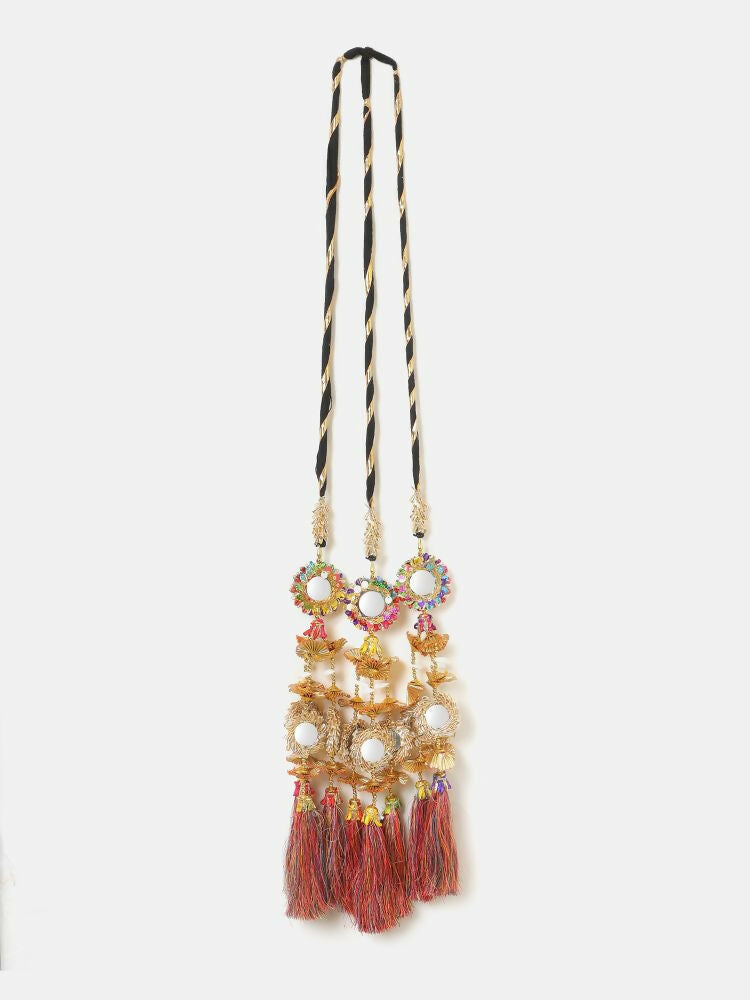 Ruby Raang Colorful Gold Work Parandi | Grocsy