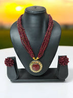 Inhanns All-Day Statement Beaded Necklace Set - Maroon | Grocsy