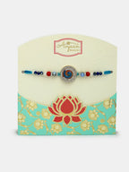 NVR Women & Men Set of 2 Blue Kundan-Studded & Beaded Bhaiya Bhabhi Rakhi With Roli Chawal & Chocolate | Grocsy