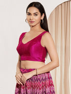 Joban Fashion Purple Mulberry Silk Padded Blouse With Round Neck Sleeveless | Grocsy
