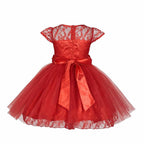 Asmaani Baby Girl's Red Color Satin A-Line Frock (As-Dress-22131) | Grocsy