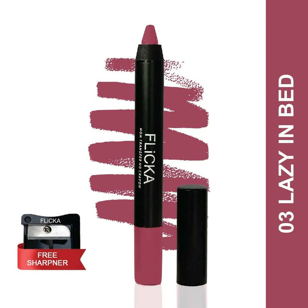 FLiCKA Lasting Lipsence Crayon Lipstick 03 Lazy In Bed - Coral | Grocsy