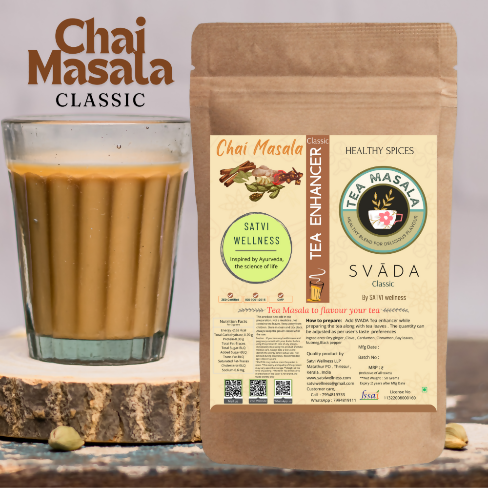 Satvi Wellness Tea Masala-Classic | Chai Masala | Satvi svĀda Tea Enhancer | Grocsy