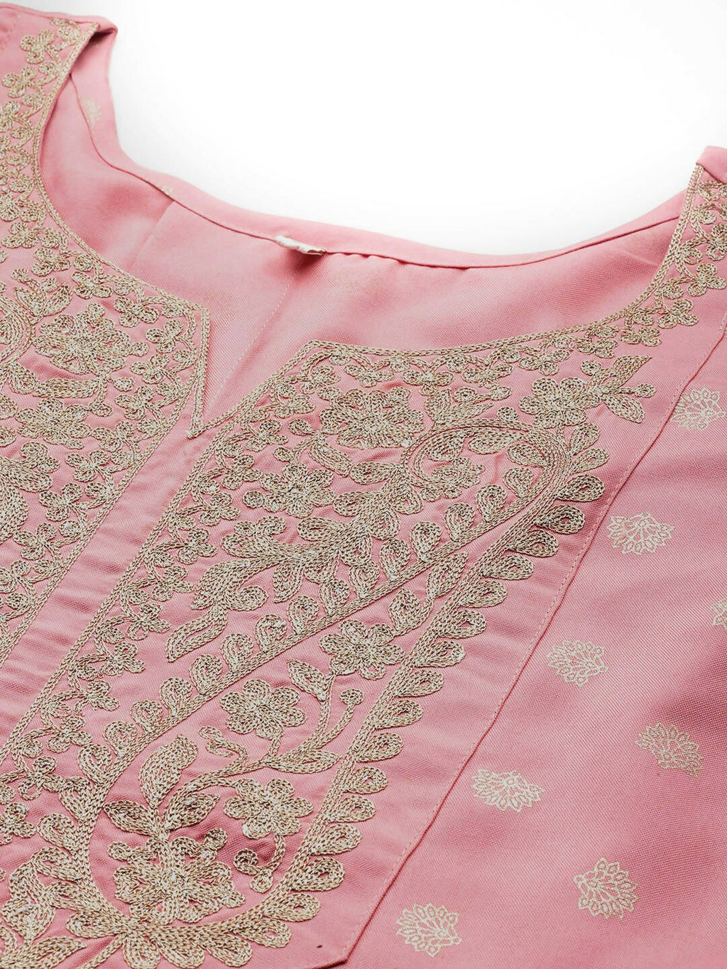 Ahalyaa Women Floral Yoke Design Tunic with Palazzos - Pink Color | Grocsy