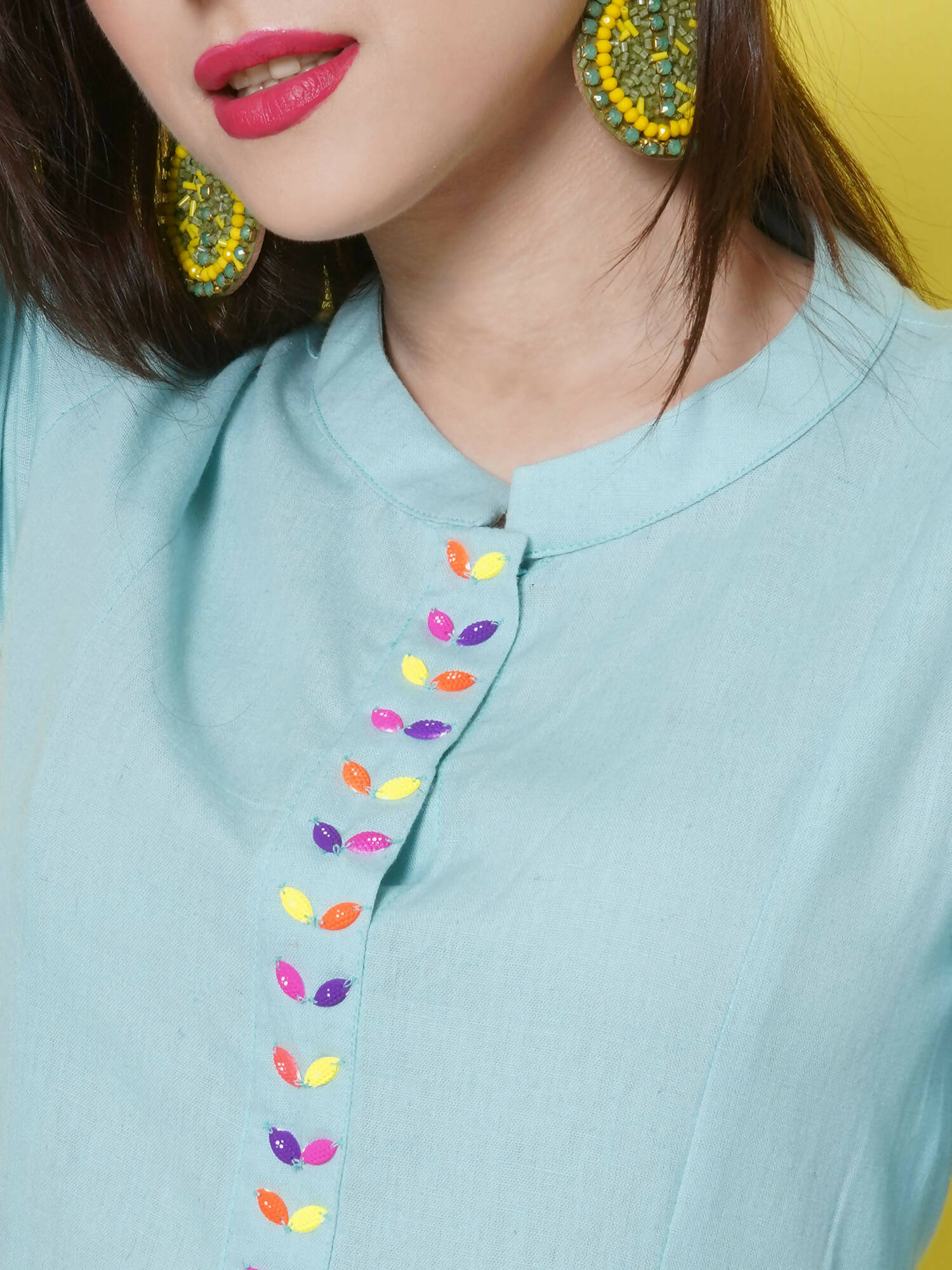 Women Republic Light Blue Cotton Kurta Set | Grocsy