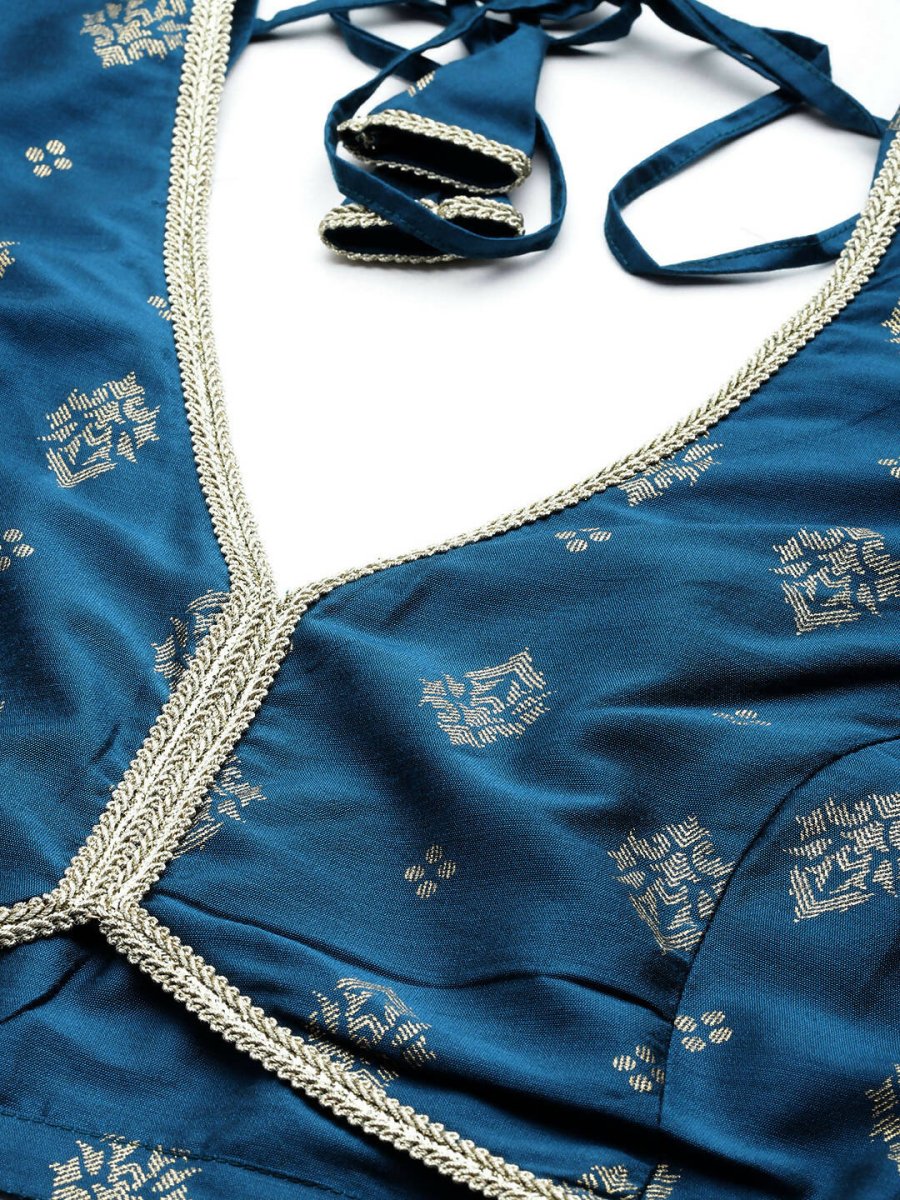 Ahalyaa Women's Traditional wear Lehenga Choli - Teal Blue | Grocsy