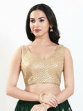 Joban Fashion Gold Silk Padded Blouse With Sweetheart Neck Sleeveless | Grocsy