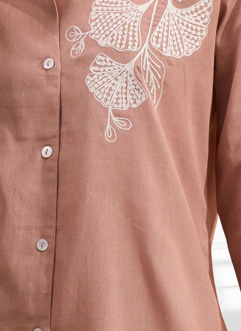 Joban Fashion Pink Cotton, Linen Embroidered Readymade Cord Set | Grocsy