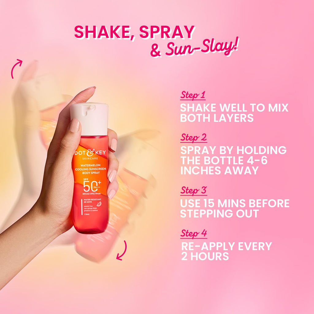 Dot & Key Watermelon Cooling Sunscreen Body Spray SPF 40 Pa+++ | Grocsy