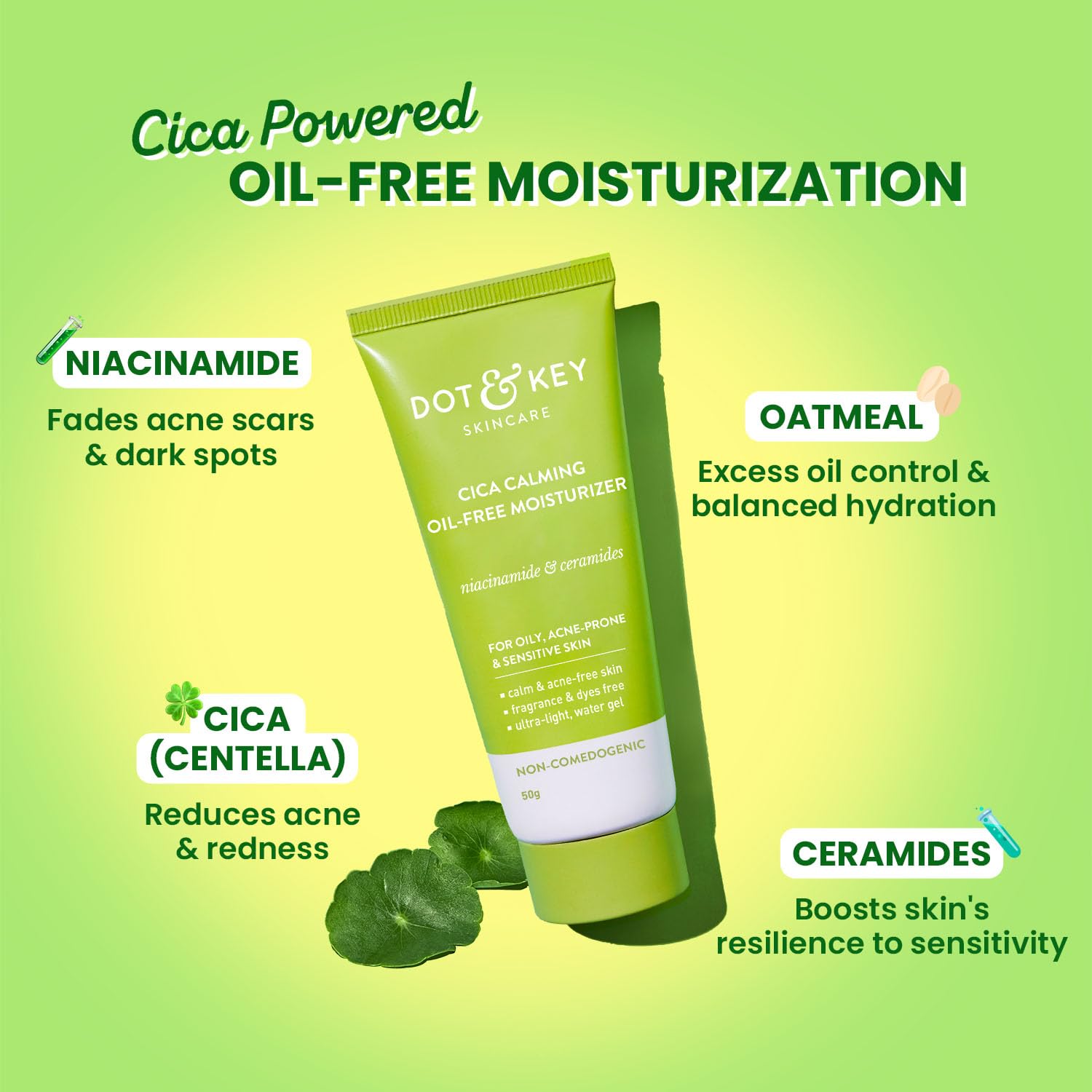 Dot & Key Cica + Niacinamide Oil Free Moisturizer For Acne Prone Skin | Grocsy