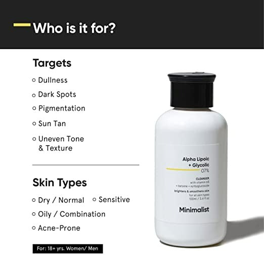 Minimalist Alpha Lipoic + Glycolic 07% Face Cleanser | Grocsy