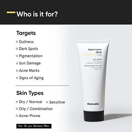 Minimalist Alpha Lipoic (ALA) 02% Face Cream | Grocsy