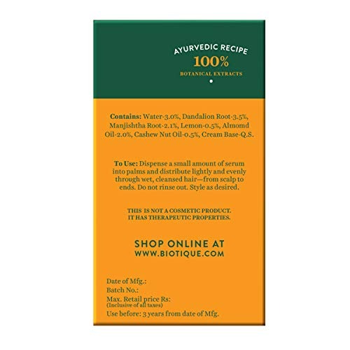 Biotique Advanced Ayurveda Bio Almond and Cashew Fresh Replenishing Hair Serum | Grocsy