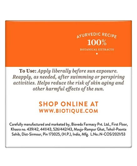 Biotique Advanced Ayurveda Bio Aloe Vera 30+SPF UVA/UVB Sunscreen Ultra Soothing Face Cream/Lotion | Grocsy