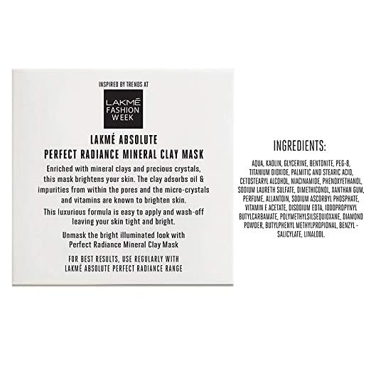 Lakme Absolute Perfect Radiance Mineral Clay Mask | Grocsy