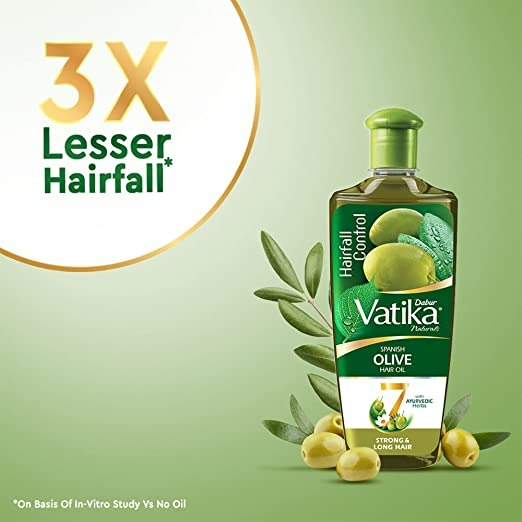 Dabur Vatika Natural Spanish Olive Hair Oil | Grocsy