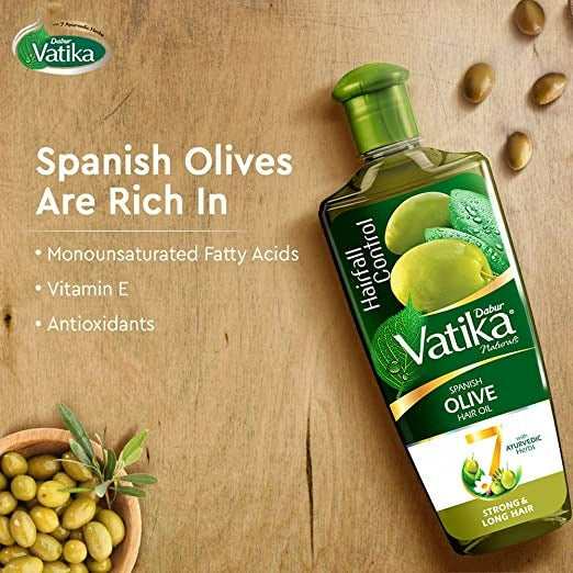 Dabur Vatika Natural Spanish Olive Hair Oil | Grocsy