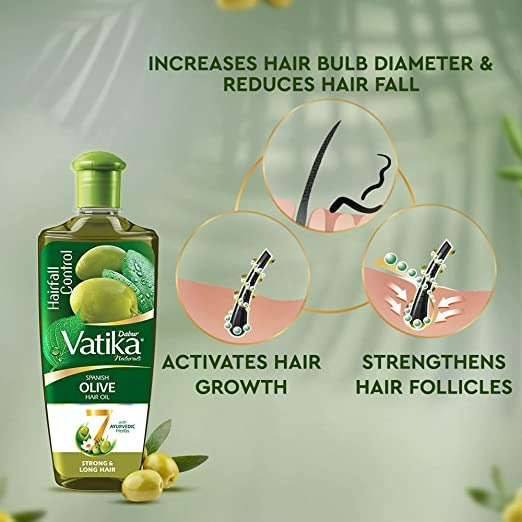 Dabur Vatika Natural Spanish Olive Hair Oil | Grocsy