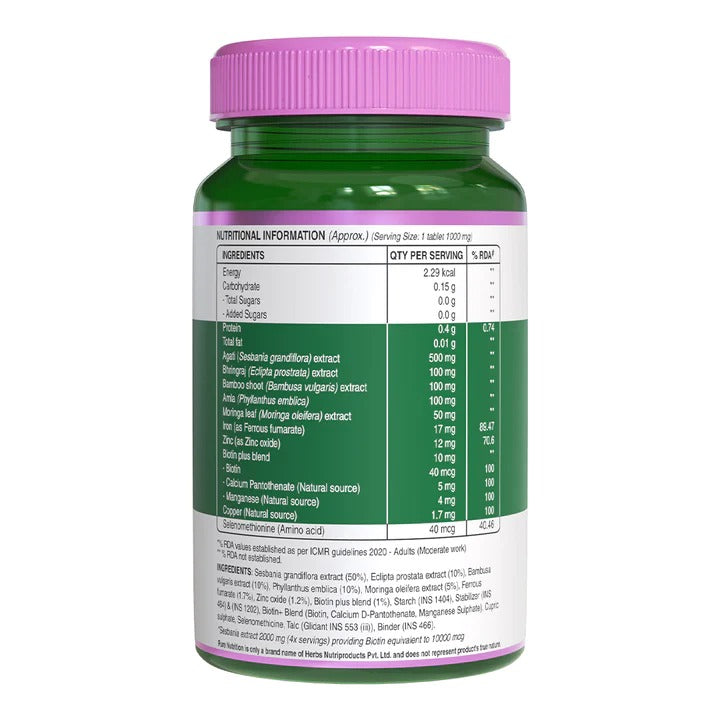 Pure Nutrition Biotin 10,000mcg from Natural Sesbania Extract Veg Tablets | Grocsy