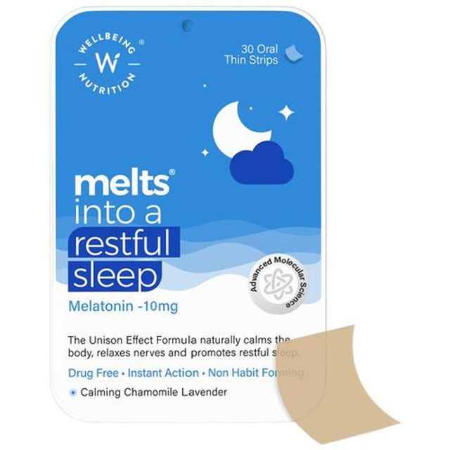 Wellbeing Nutrition Melts Restful Sleep Oral Strips-Calming Chamomile Lavender Flavor | Grocsy