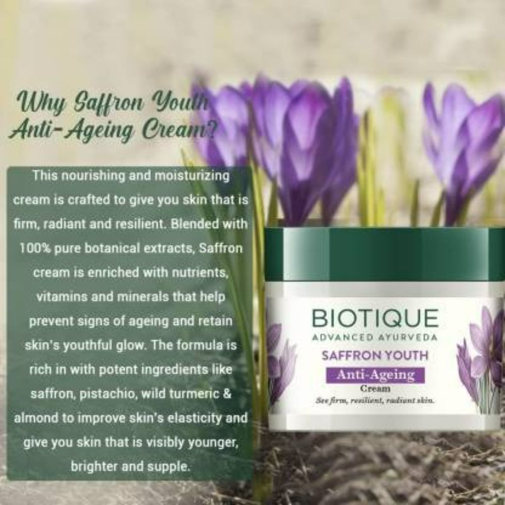 Biotique Saffron Youth Anti-Ageing Cream | Grocsy