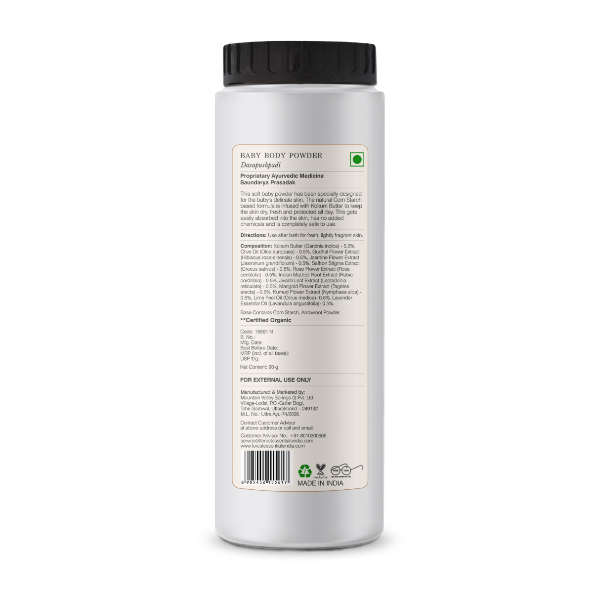Forest Essentials Baby Body Powder Dasapushpadi | Grocsy