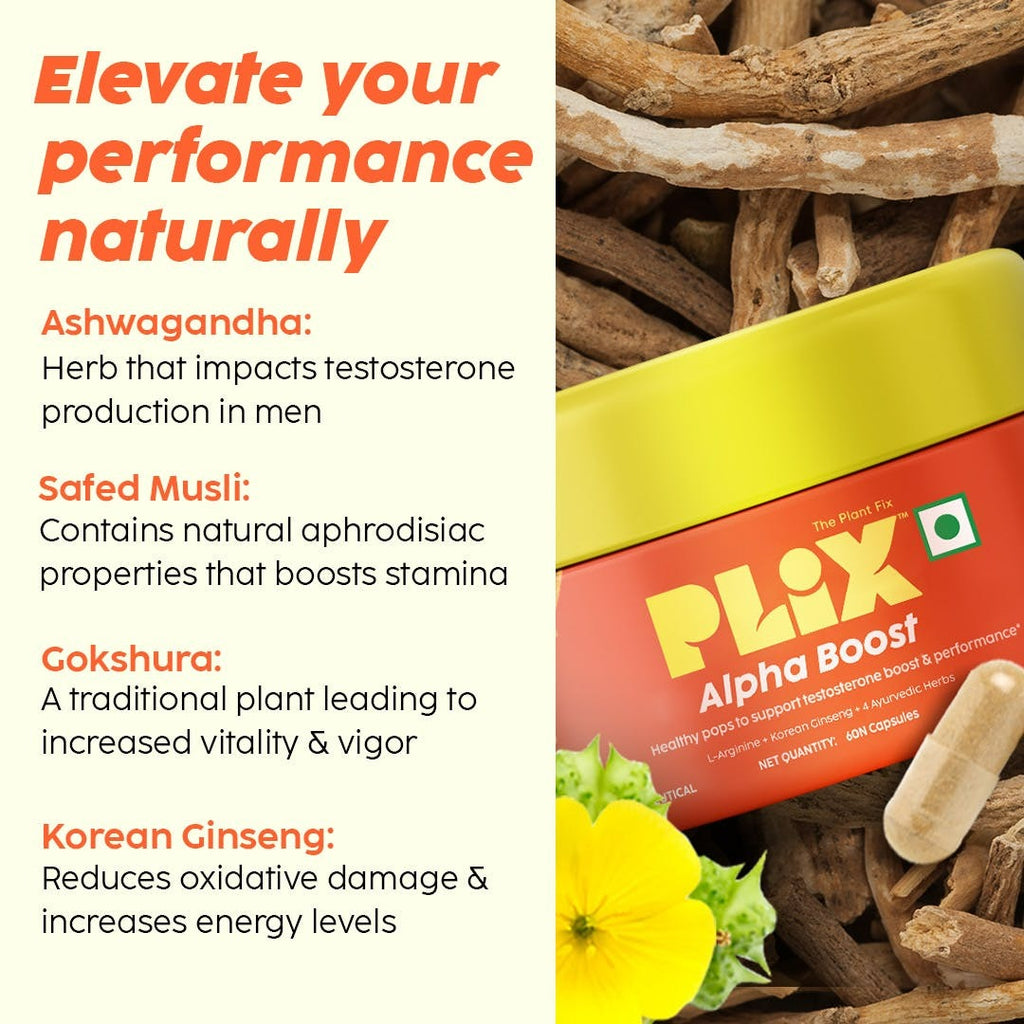 PLIX The Plant Fix Testosterone Booster Capsules for Men | Grocsy