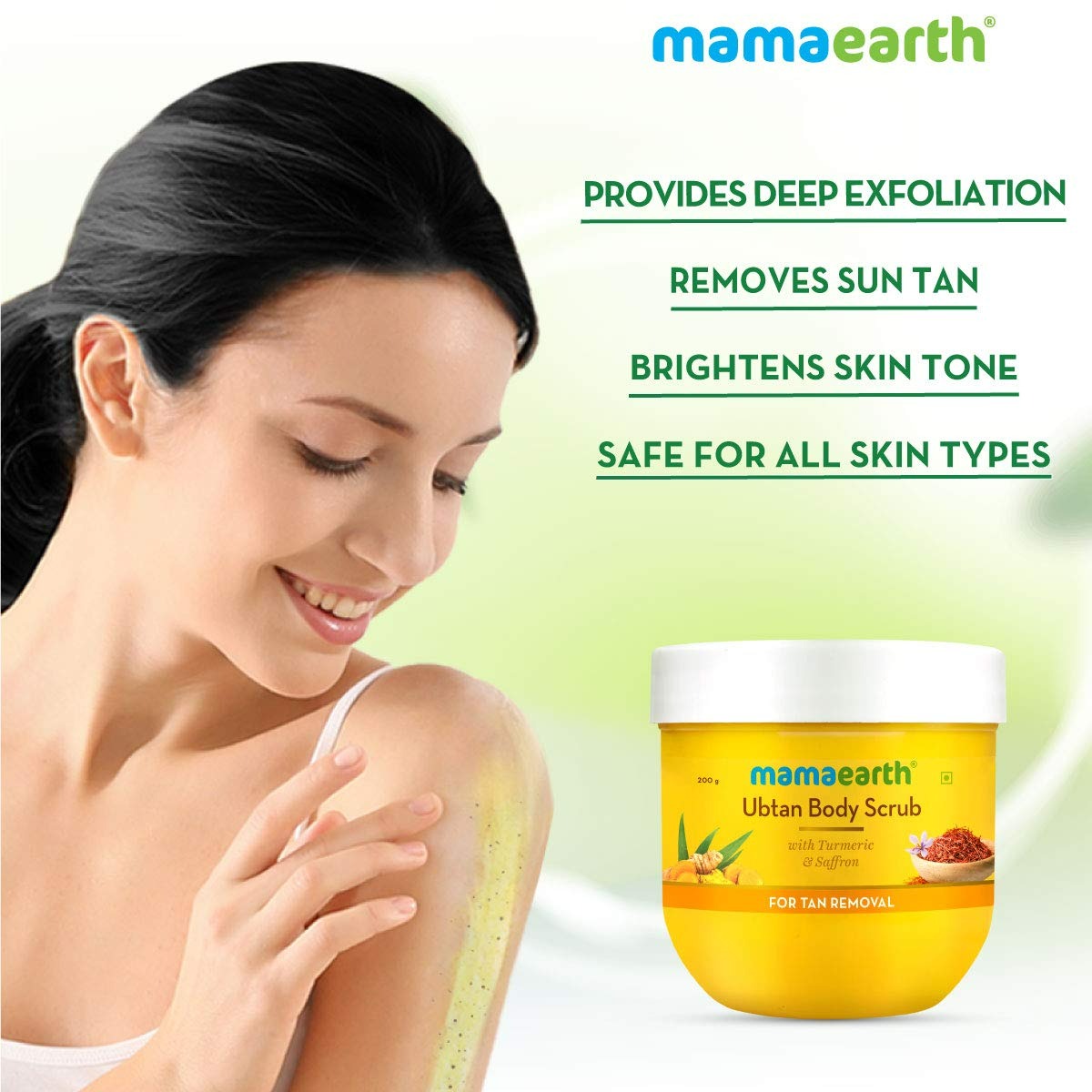 Mamaearth Ubtan Body Scrub with Turmeric & Saffron for Tan Removal | Grocsy