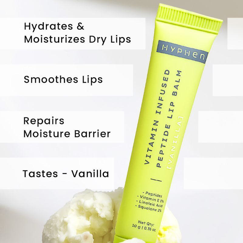 Hyphen By Kriti Sanon Vitamin Infused Peptide Lip Balm - Peach For Dry & Chapped Lips, Hydrating & Moisturizing Balm | Grocsy