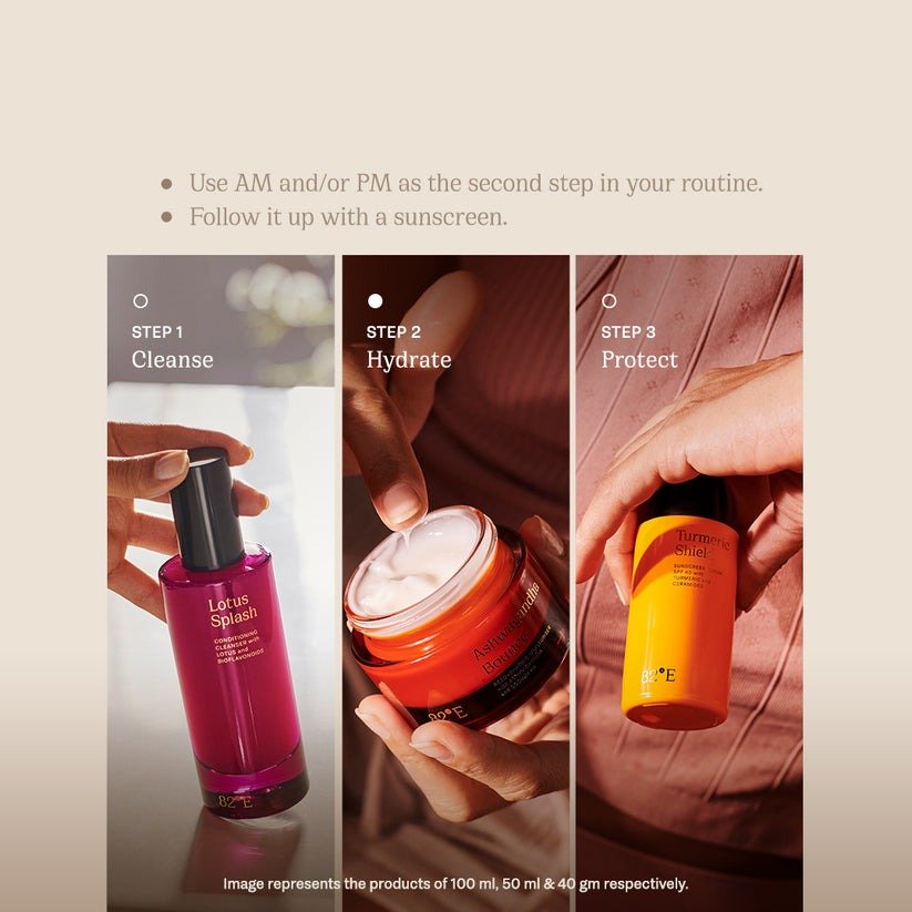 82°E By Deepika Padukone Ashwagandha Bounce Moisturiser, Paraben Free, Non-Sticky | Grocsy