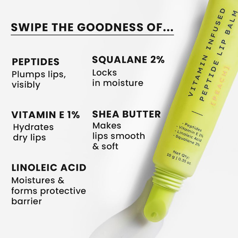Hyphen By Kriti Sanon Vitamin Infused Peptide Lip Balm - Peach For Dry & Chapped Lips, Hydrating & Moisturizing Balm | Grocsy