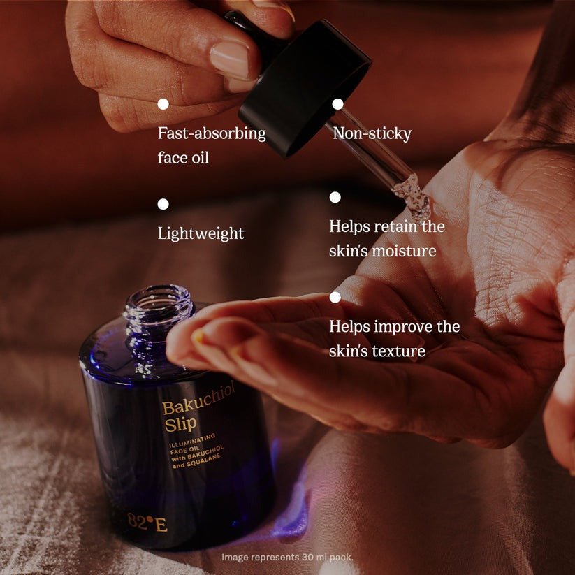 82°E By Deepika Padukone Bakuchiol Slip Illuminating Face Oil, Non-Sticky, For all skin types | Grocsy