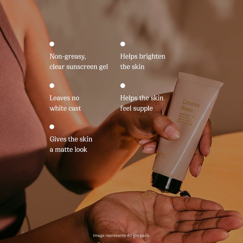 82°E By Deepika Padukone Licorice Beam SPF 40 PA+++ Sunscreen Gel With Licorice and Ceramides, UVA/UBA | Grocsy